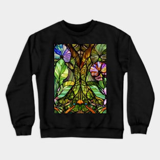 Stained Glass Flowers Among Leaves Crewneck Sweatshirt